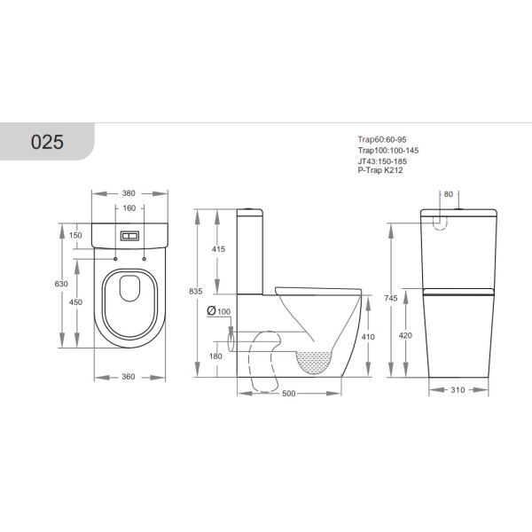 Toilet Suites - Rimless - Veda KDK025R Rimless Flush Pan - Image 6