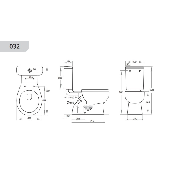 Toilet Suites - Boxrim - Dingo KDK032 Closed Couple Toilet Suite - Image 3