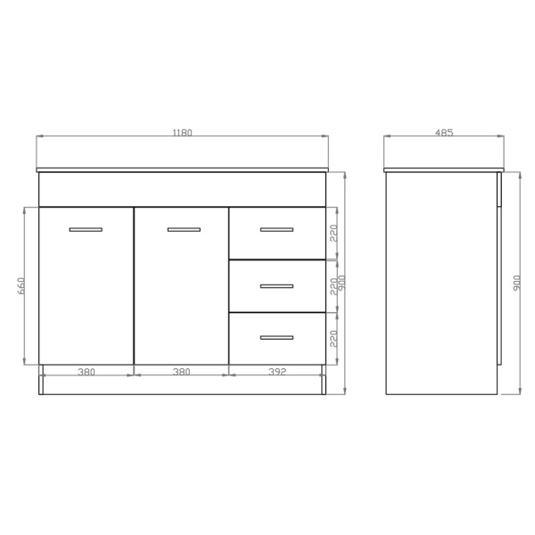 Kitchenette KM1248 Kitchen Sink 1180*485*900mm - KM1248 - Image 4
