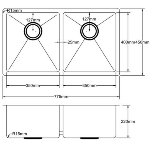 Stainless Steel Kitchen Sink – Hand Made Stainless Steel Kitchen Sink -PKS-775Dr - Image 2