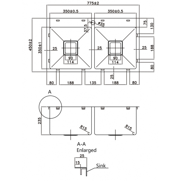 Stainless Steel Kitchen Sink – Hand Made Stainless Steel Kitchen Sink - PKS-775TPS - Image 2