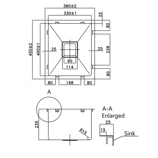 Stainless Steel Kitchen Sink – Hand Made Stainless Steel Kitchen Sink - PKSS-380S - Image 2