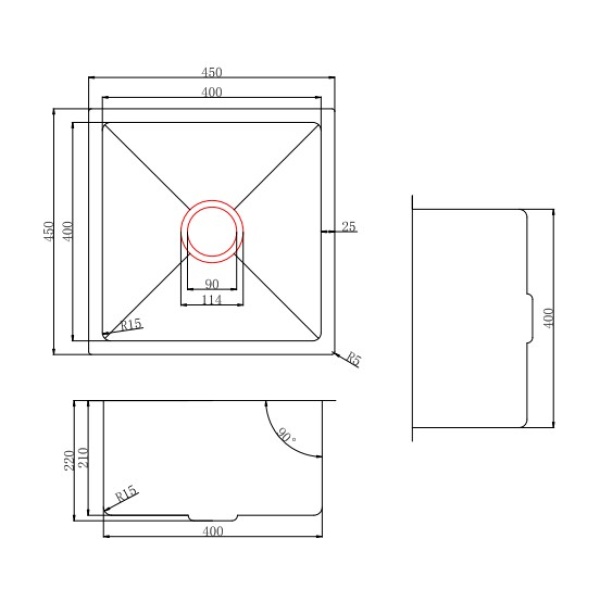 Stainless Steel Kitchen Sink – Hand Made Stainless Steel Kitchen Sink - PKSS-450R - Image 2