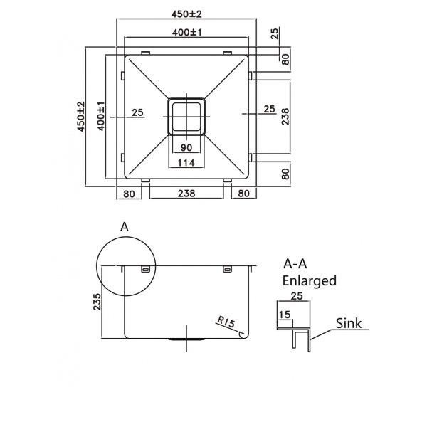 Stainless Steel Kitchen Sink – Hand Made Stainless Steel Kitchen Sink - PKSS-450S - Image 2