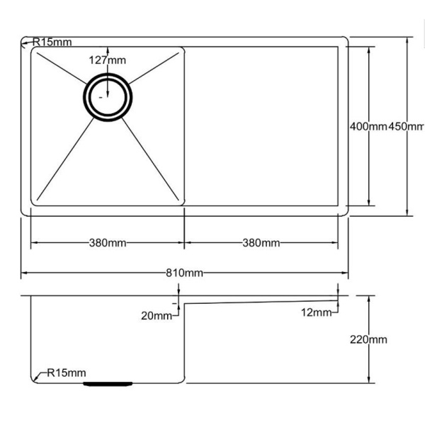 Stainless Steel Kitchen Sink – Hand Made Stainless Steel Kitchen Sink - PKSS-810DR - Image 2