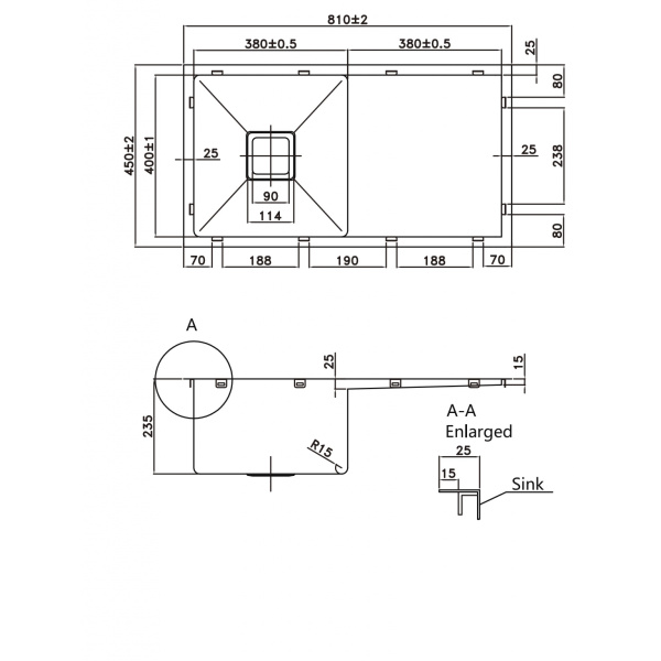 Stainless Steel Kitchen Sink – Hand Made Stainless Steel Kitchen Sink - PKSS-810DS - Image 2