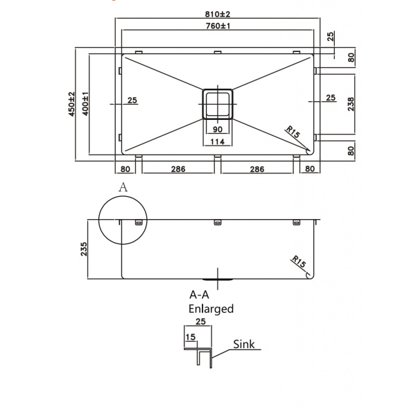 Stainless Steel Kitchen Sink – Hand Made Stainless Steel Kitchen Sink - PKSS-810S - Image 2