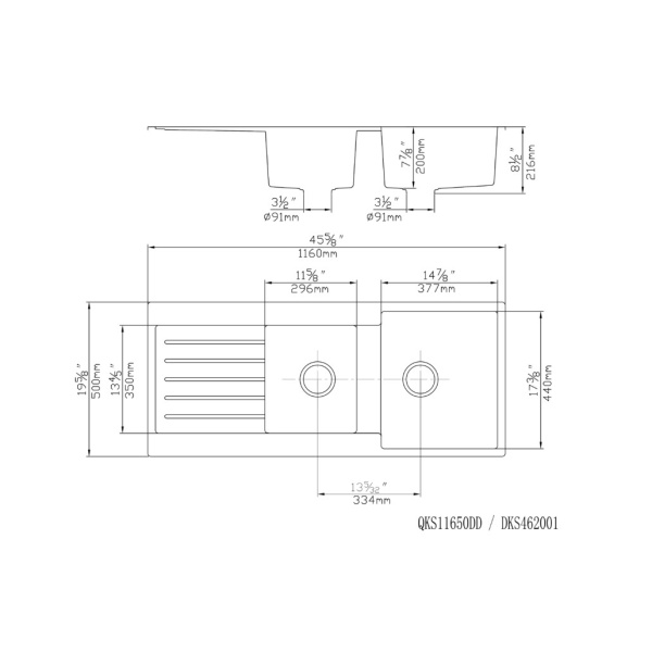 Quartz Kitchen Sink – QKS11650DD-MB - Image 3