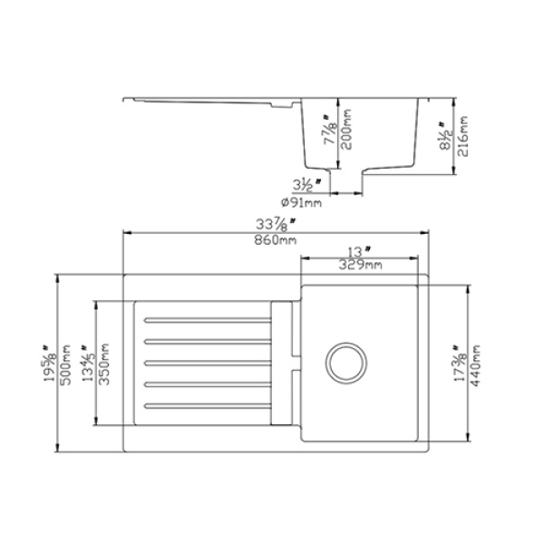 Quartz Kitchen Sink – QKS8650SD-MB - Image 2
