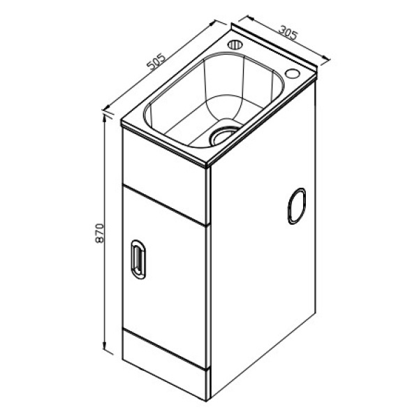 18.5 Litre Stainless Laundry Tub 305*505*870mm - SLT305 - Image 2