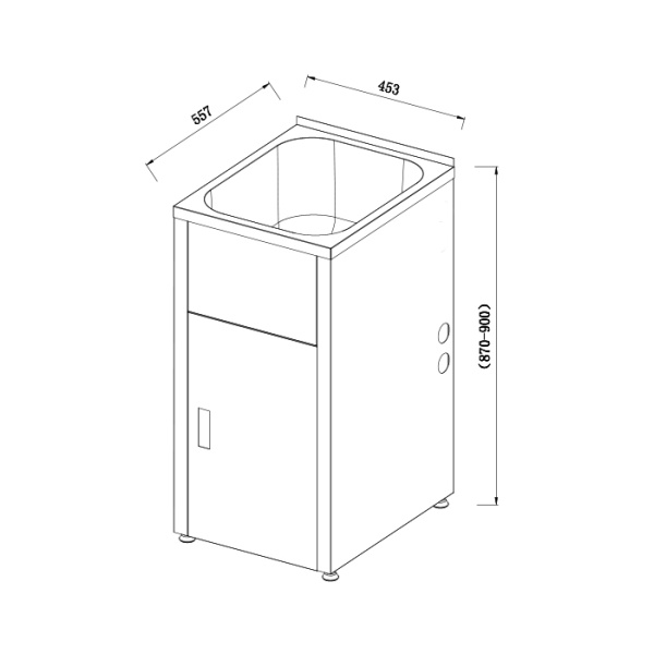 36 Litre Stainless Laundry Tub 453*557*870~900mm - SLT455-B - Image 2