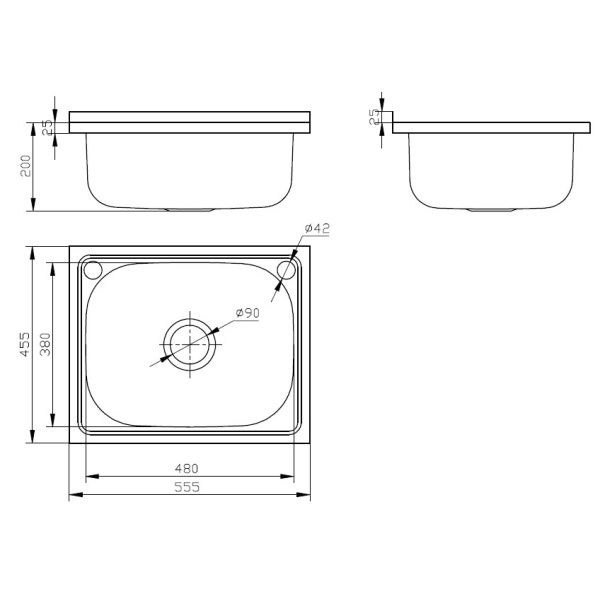 35 Litre Stainless Laundry Tub 555*455*870mm - SLT555 - Image 2
