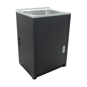 46 Litre Stainless Laundry Tub Matte Black 600*500*870~900 mm - SLT600-B