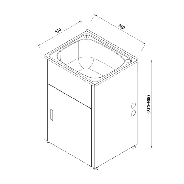 46 Litre Stainless Laundry Tub Matte Black 600*500*870~900 mm - SLT600-B - Image 2