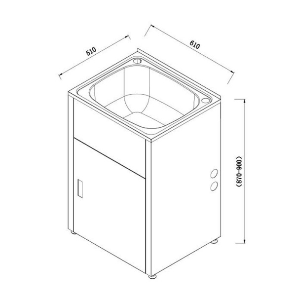 45 Litre Stainless Laundry Tub 600*500*870~900 mm - SLT600 - Image 2