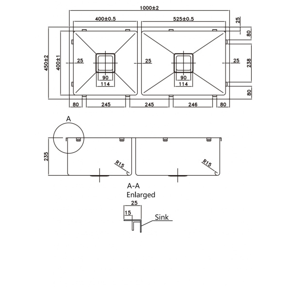 Stainless Steel Kitchen Sink – Hand Made Stainless Steel Kitchen Sink - PKS-1000S - Image 2