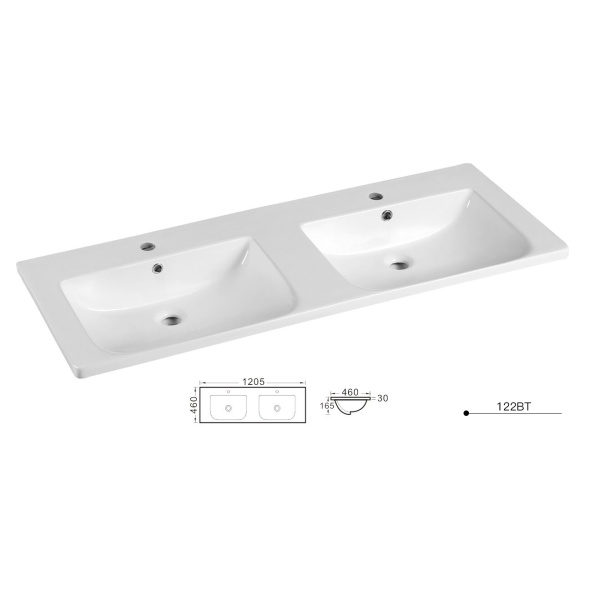 Elivia Ceramic Vanity Top 1205*465*165mm - 122BT