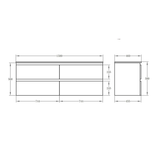 4 Drawers for  Double Bowl - RIVA1521W - Image 2