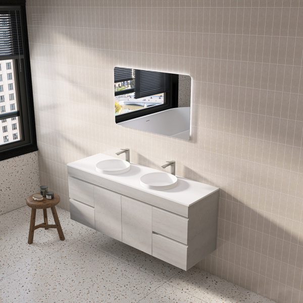 Wall Hung Cabinet Concrete Grey 1490*455*525mm (without ceramic top) - NC154WH - Image 2