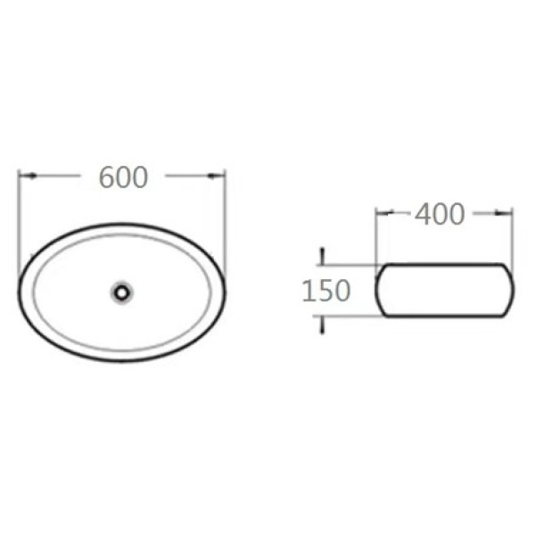 Oria - Above counter basin Matt Black fine ceramic - PA6040MB - Image 2