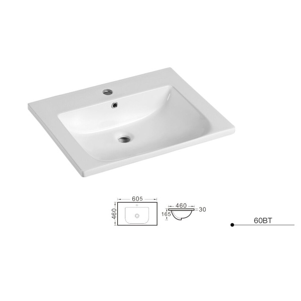 Elivia Ceramic Vanity Top  605*465*165mm - 60BT
