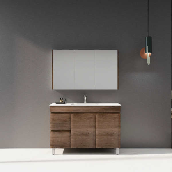 Freestanding  Berge PVC Filmed Color Vanity  Dark Oak 1190L*450D*830H (mm) - B124LL-DO
