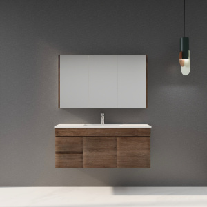 Wall Hung Berge PVC Filmed Color Vanity Dark Oak Wood Grain 1190L*450D*500H (mm) - B124LW-DO