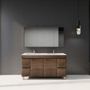Freestanding  Berge PVC Filmed Color Vanity  Dark Oak 1490L*450D*830H (mm) - B154L-DO
