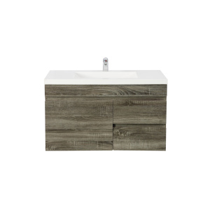 Wall Hung Berge PVC Filmed Color Vanity Dark Grey  Wood Grain 740L*450D*500H (mm) - B74RW-DG
