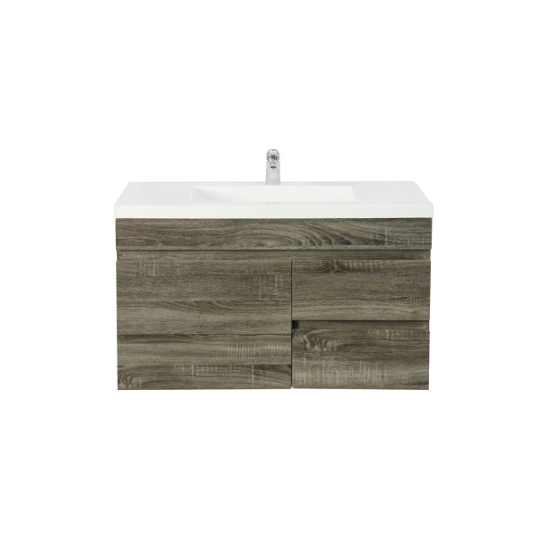 Wall Hung Berge PVC Filmed Color Vanity Dark Grey  Wood Grain 740L*450D*500H (mm) - B74RW-DG