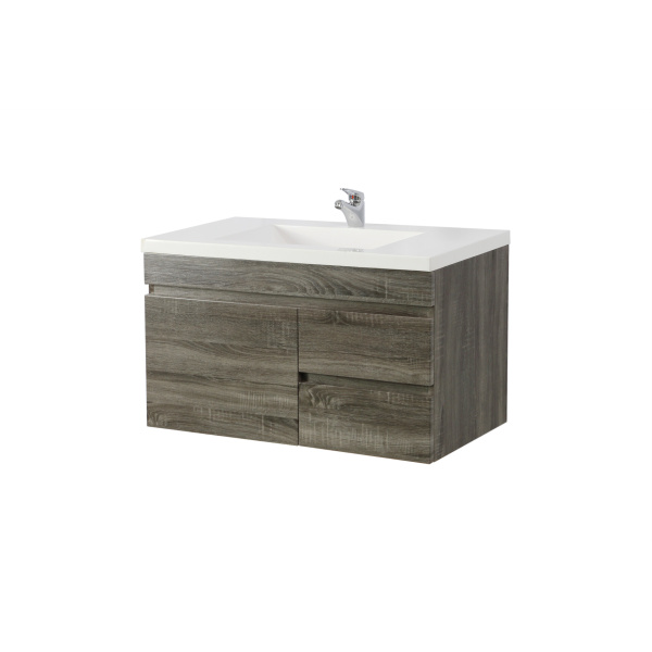 Wall Hung Berge PVC Filmed Color Vanity Dark Grey  Wood Grain 740L*450D*500H (mm) - B74RW-DG - Image 2