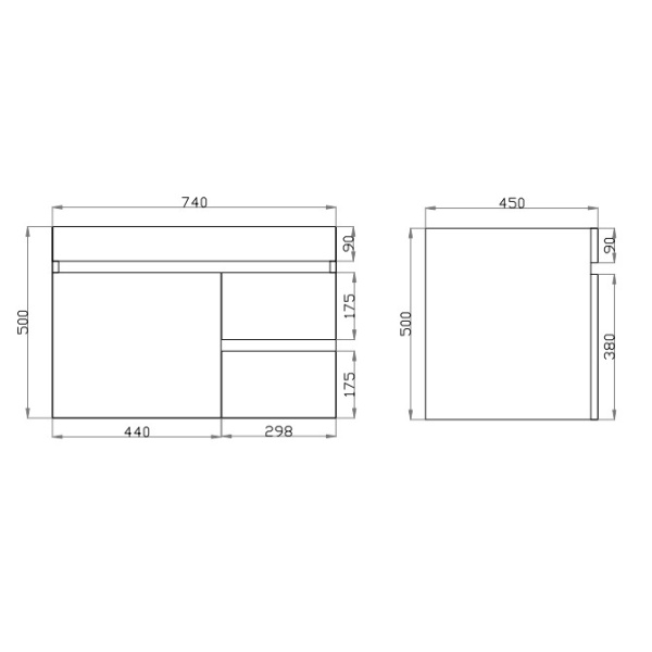 Wall Hung Berge PVC Filmed Color Vanity Dark Grey  Wood Grain 740L*450D*500H (mm) - B74RW-DG - Image 4