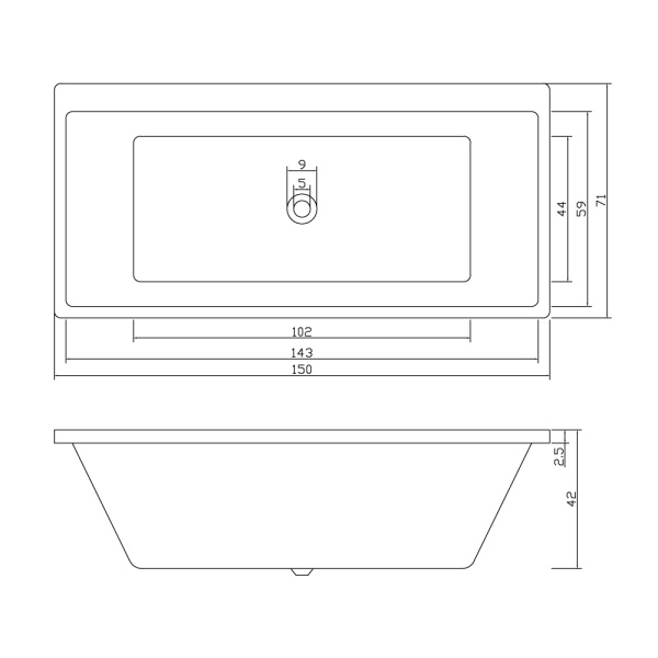 Drop in Bathtub - DIB7101-1500 - Image 3