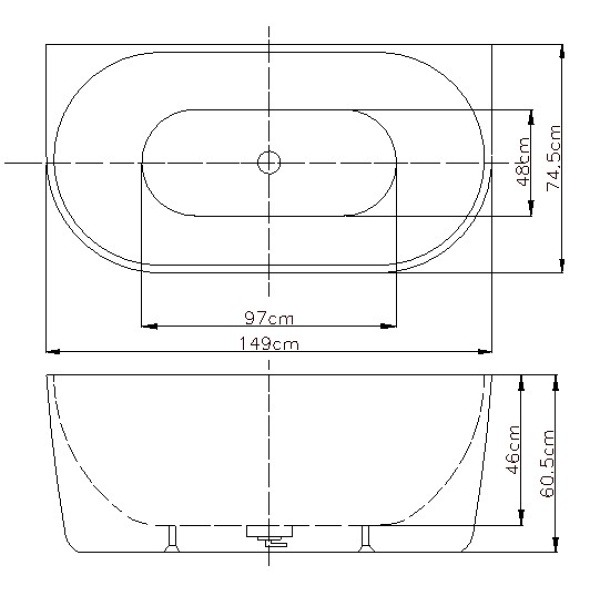 Elivia - Back to Wall Bathtub - ELBT1490 - Image 2