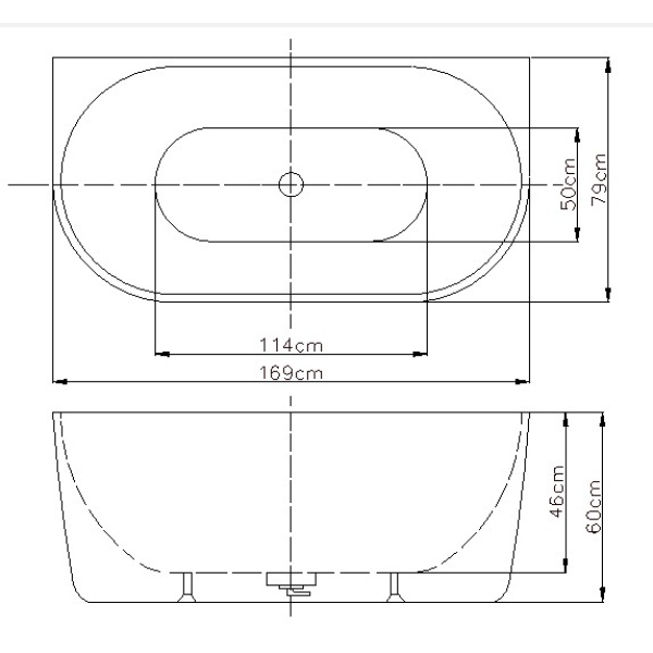 Back to Wall Bathtub - ELBT1690 - Image 2