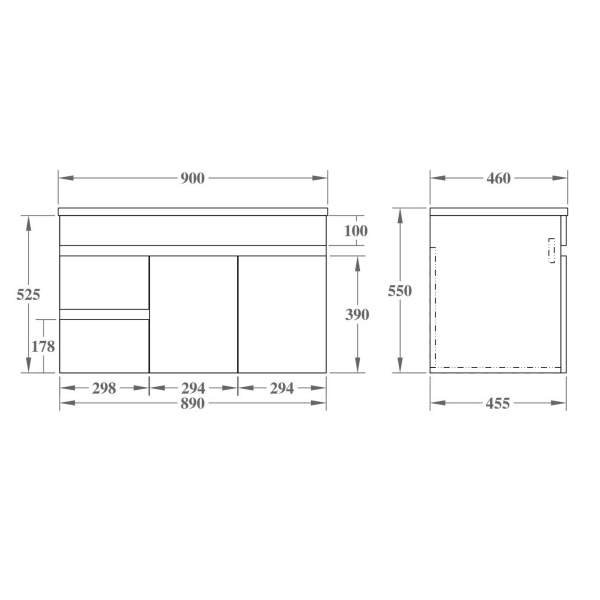 Evie Dark Brown   PVC Color Vanity 900*460*525mm - EV94LWH-DB - Image 3