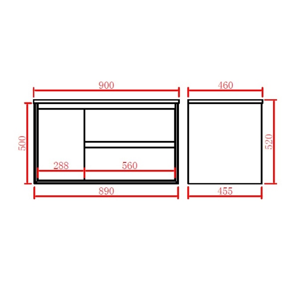 Petra PE Wall Hung Cabinet with Ceramic Top (PC9046) 900*460*520mm - PE900RWH-CT - Image 4