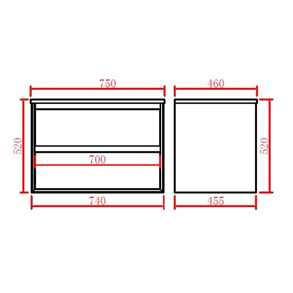 Petra PE Wall Hung Cabinet with ceramic Top (PC7546) 750*460*520mm - PE750WH-CT - Image 5