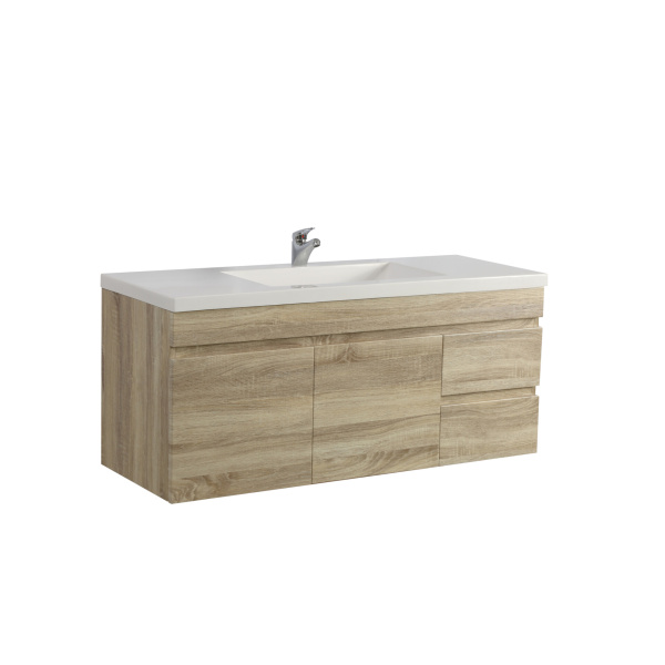 Wall Hung Berge PVC Filmed Color Vanity White Oak  Wood Grain 1190L*450D*500H (mm) - B124RW-WO - Image 3