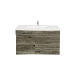 Wall Hung Berge PVC Filmed Color Vanity Dark Grey  Wood Grain 740L*450D*500H (mm) - B74LW-DG
