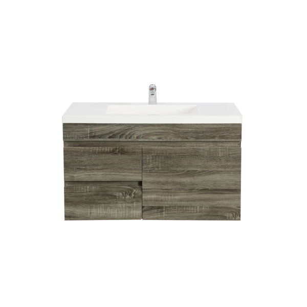 Wall Hung Berge PVC Filmed Color Vanity Dark Grey  Wood Grain 740L*450D*500H (mm) - B74LW-DG