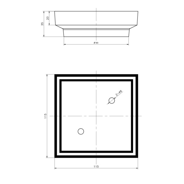 Stainless steel smart tile  115*115mm 80mm Outlet - PSF02-80 - Image 2