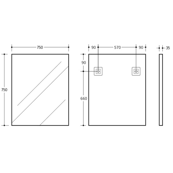 Fremantle Shaving Cabinet, Two Doors, 600*750*150mm, Matte Black - FMBSV600 - Image 5
