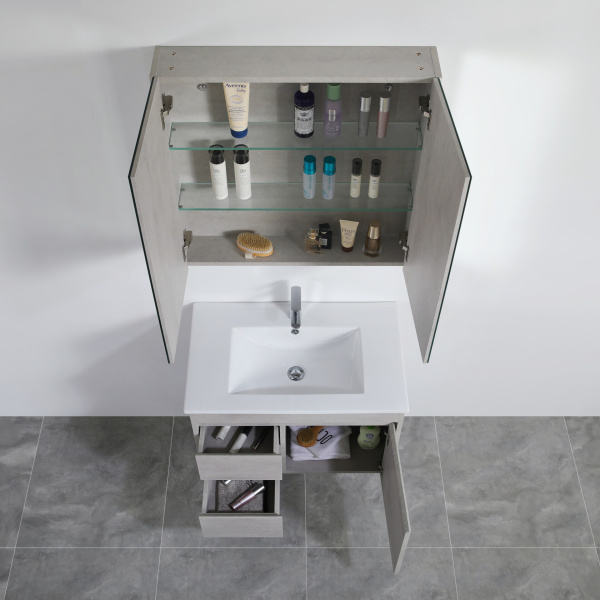 Nova Shaving Cabinets Two Doors Concrete Grey 750*750*155mm - NCSV750 - Image 3