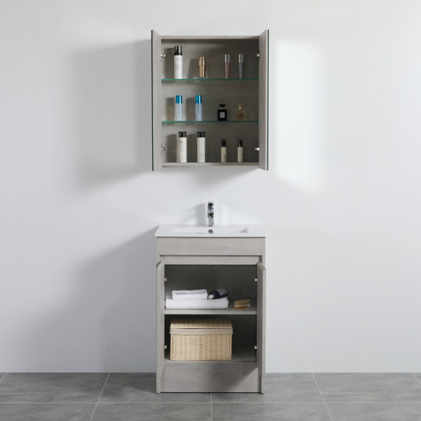 Nova Shaving Cabinets Two Doors Concrete Grey 600*750*155mm - NCSV600 - Image 5