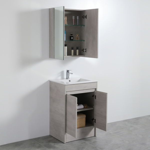 Nova Shaving Cabinets Two Doors Concrete Grey 600*750*155mm - NCSV600 - Image 2