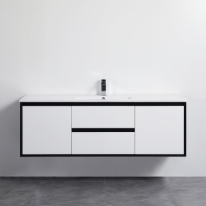 Petra PE Wall Hung Cabinet with Single Bowl Ceramic Top (PC1546) 1500*460*520mm - PE1500WH-CT
