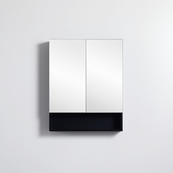 Fremantle Shaving Cabinet, Two Doors, 750*750*150mm, Matte Black - FMBSV750