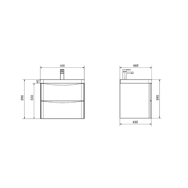 Oakland Wood Grain PVC Vanity  White Oak 600*460*590mm - OW600WO - Image 4