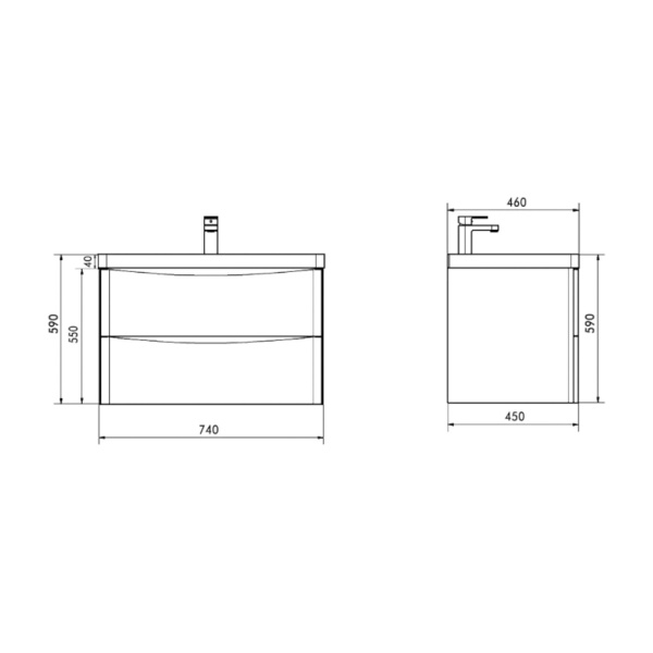 Oakland Wood Grain PVC Vanity Dark Oak 750*460*590mm - OW750DO - Image 4